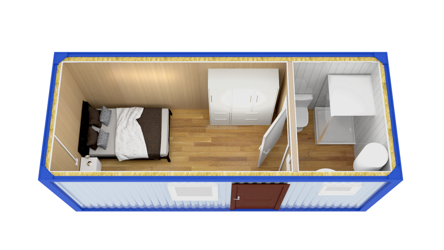 Дачная бытовка 6х2,3м с туалетом и душем