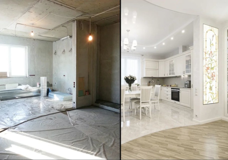 Отделка квартир до и после