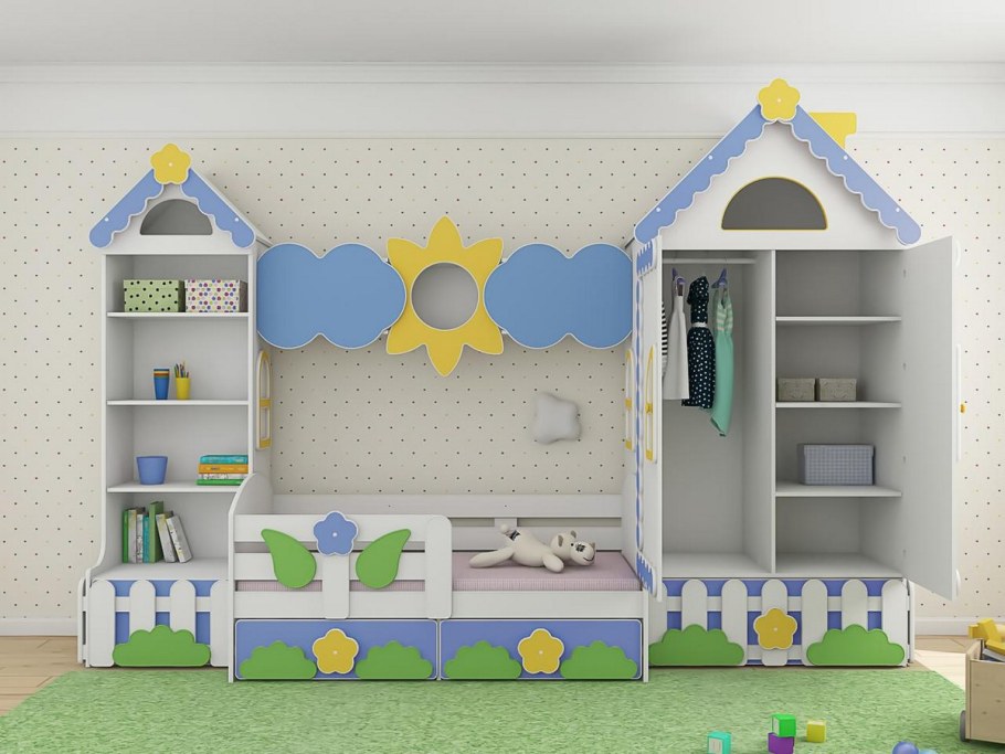 Стеллаж домик в детскую комнату