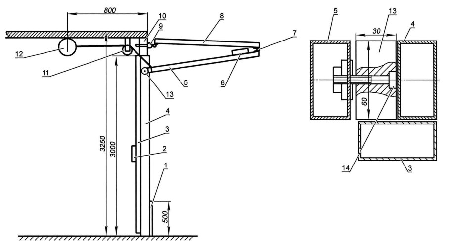Подьёмно-поворотные ворота чертёж