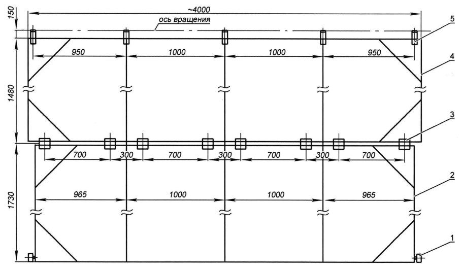 Чертеж складных ворот гармошка
