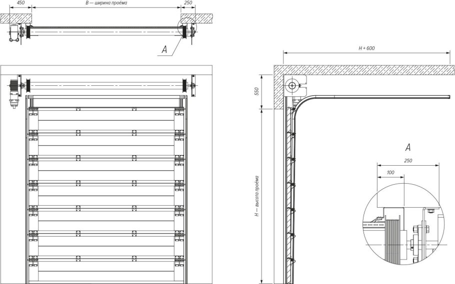 Механизм подъема секционных ворот Дорхан
