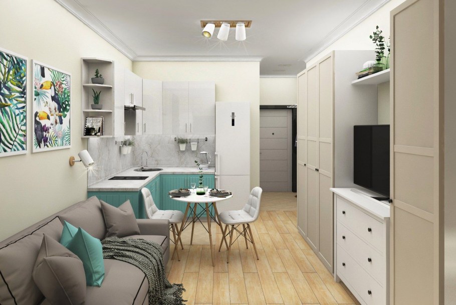 Планировка маленькой студии 20 кв м