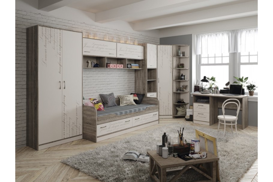 Бело-серая мебель для детской