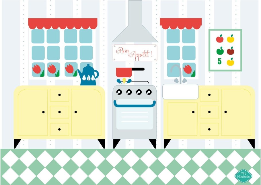 Кухня для бумажной куклы