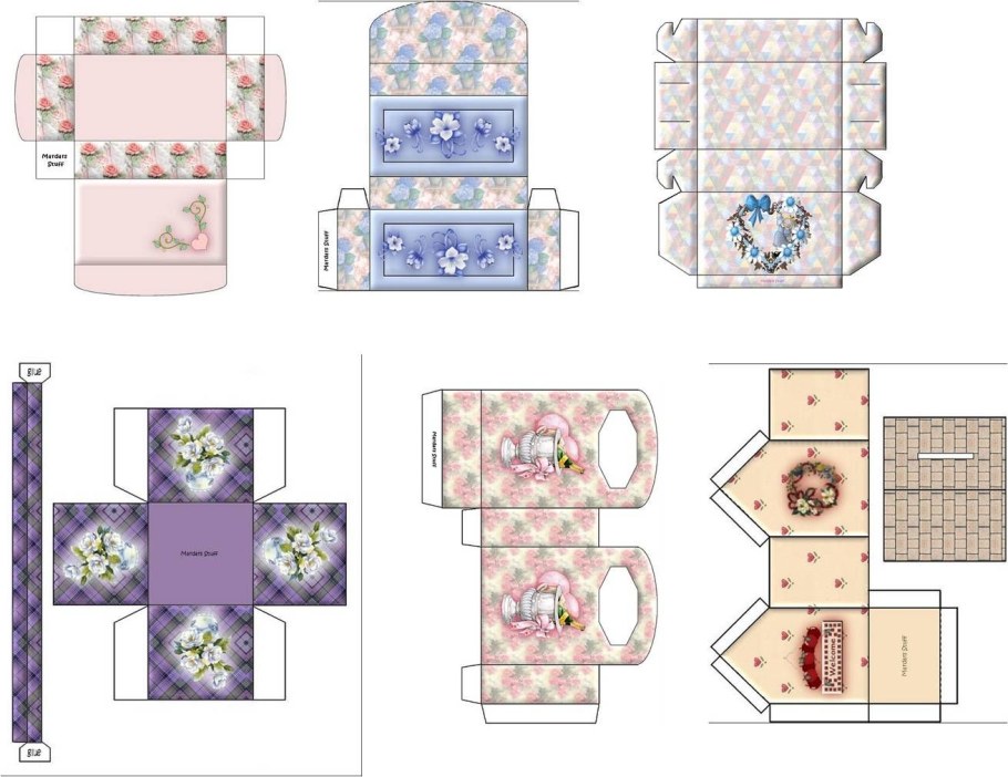 Развертки коробочек для кукол