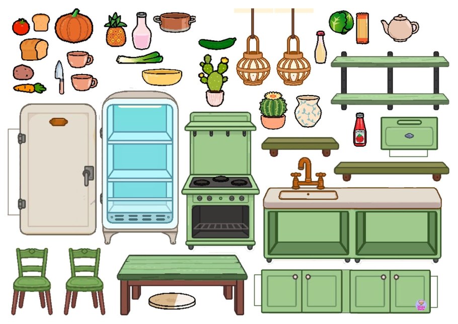 Кухня для бумажной куклы