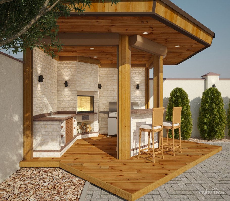 Двухэтажная летняя кухня