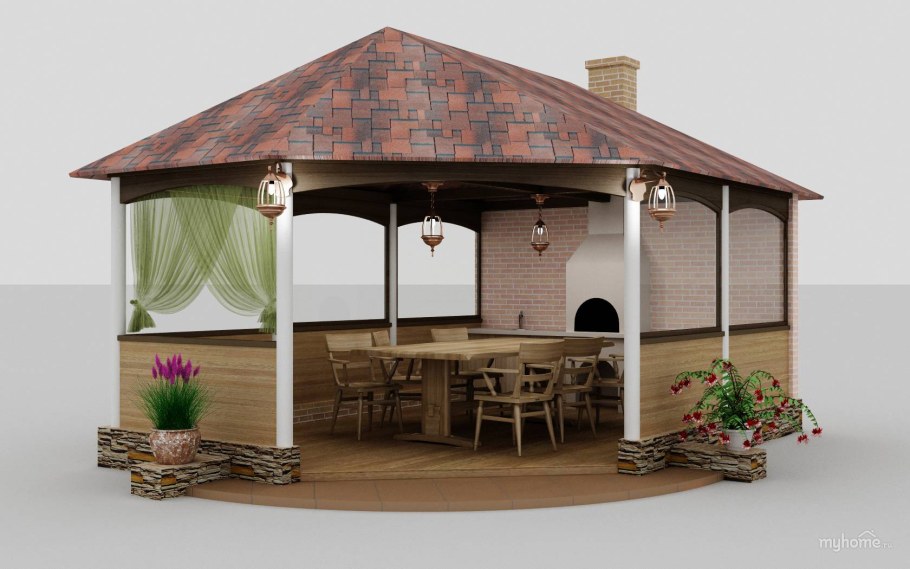 Беседки с мангалом 5на10м