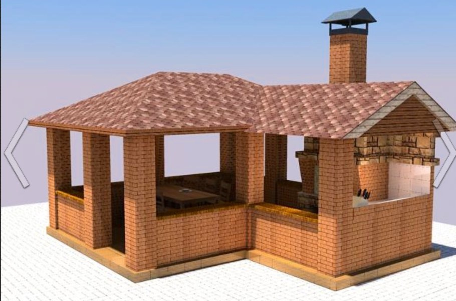 Угловая пергола беседка с мангалом