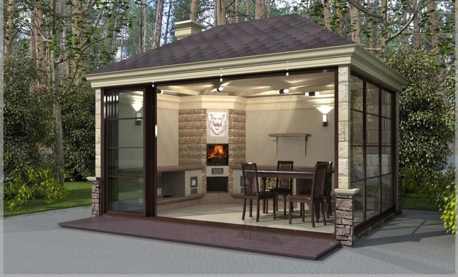 Беседка с вальмовой крышей 3х3