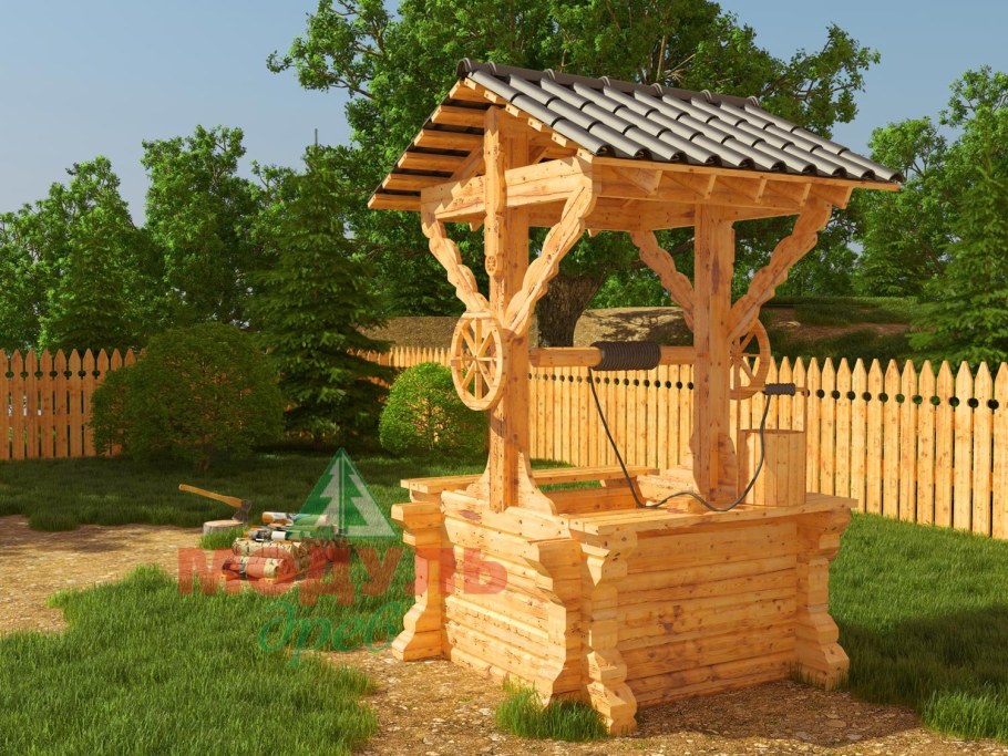 Украшение колодца на даче