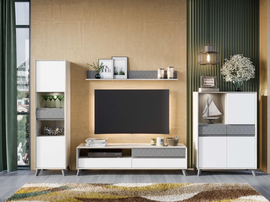 Гостиная дуб крафт белый