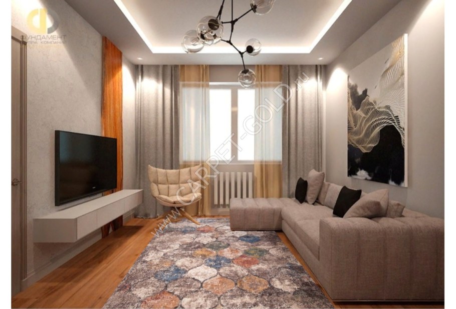 Гостиная в трехкомнатной квартире