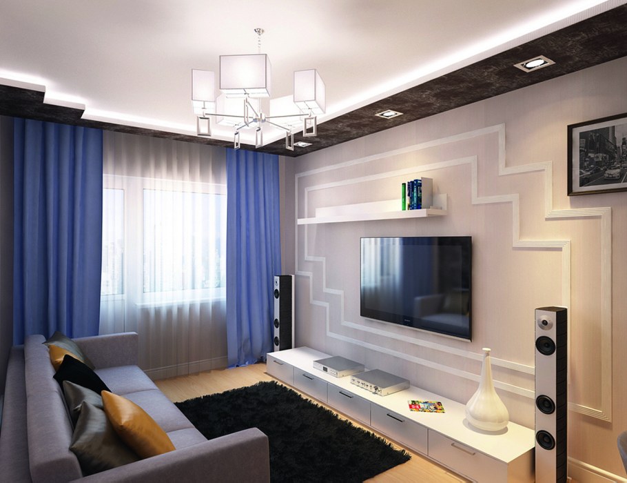 Интерьер зала в двухкомнатной квартире