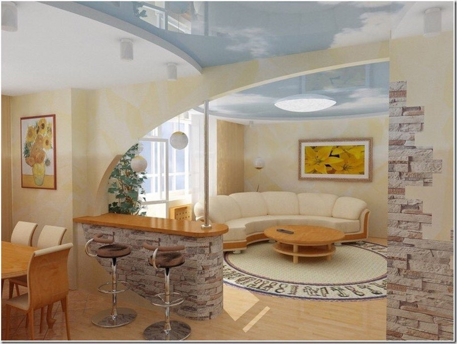 Арка между кухней и гостиной