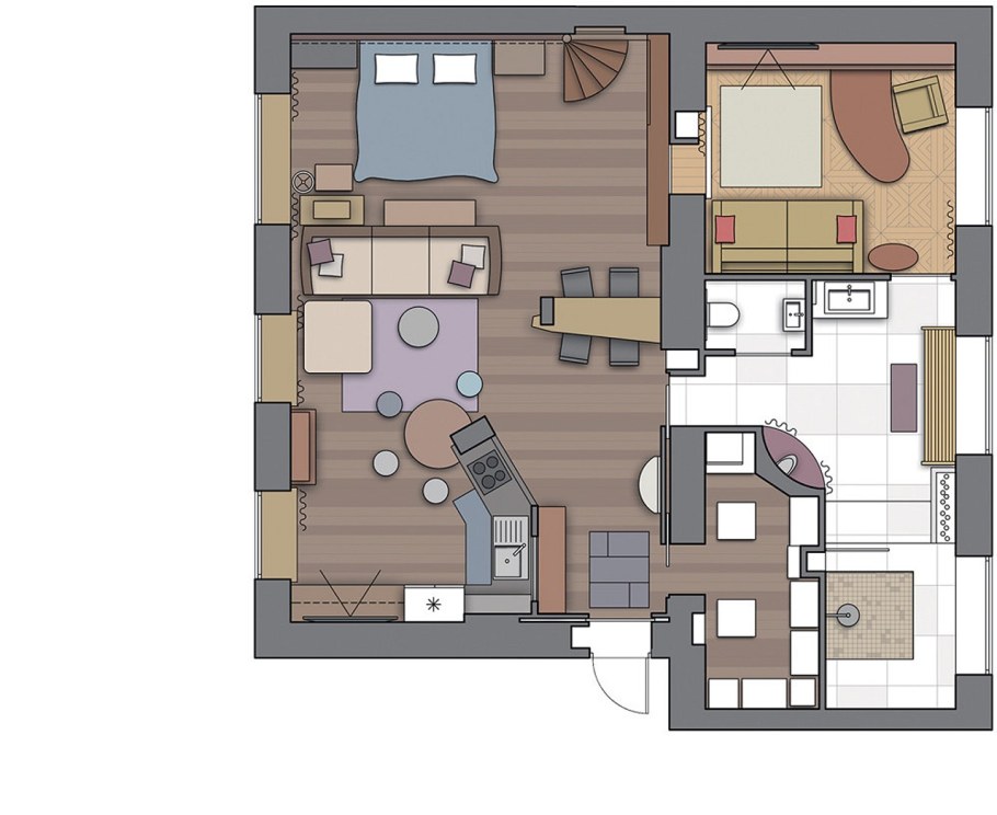 Дизайнерская отделка мансарды