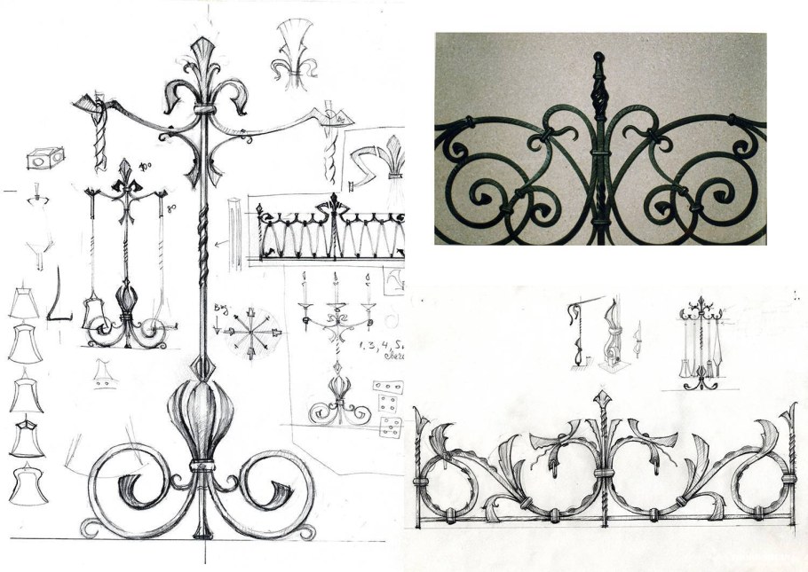 Модерн ограждение ковка эскиз