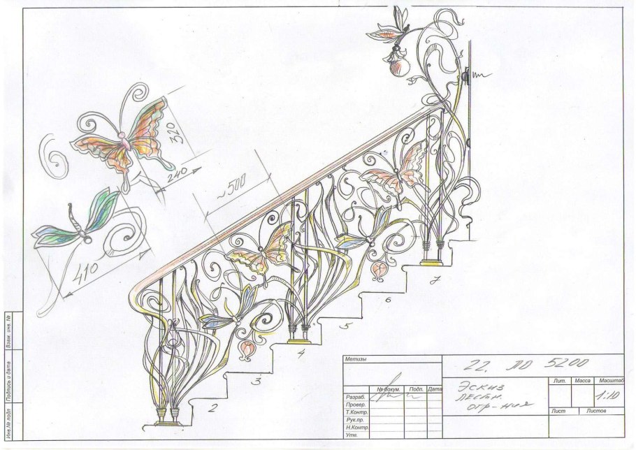 Кованые перила эскизы и чертежи