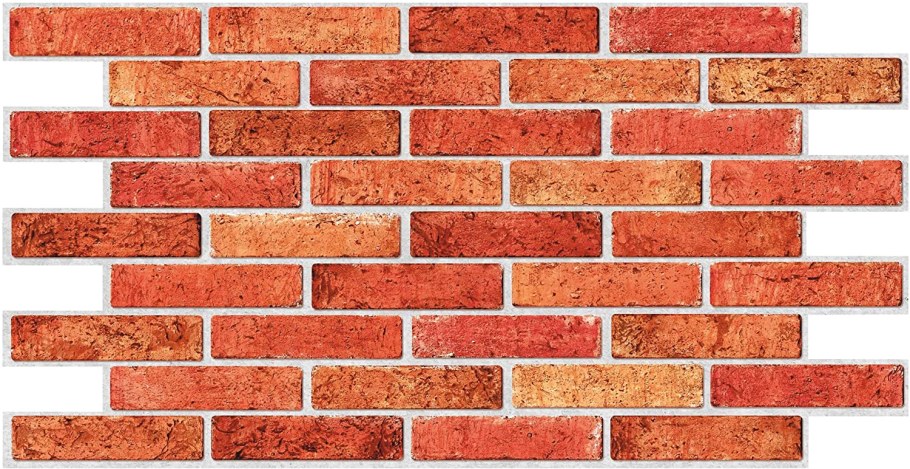 Панель ПВХ кирпич натуральный с серыми прожилками 971х498 мм