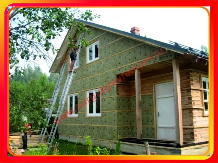 Оштукатуренный деревянный дом