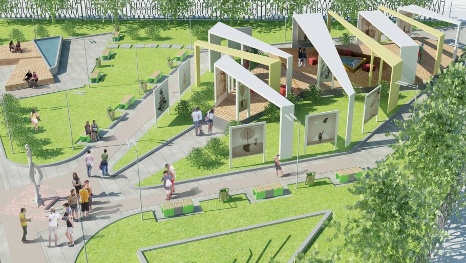 Общественные здания на рельефе