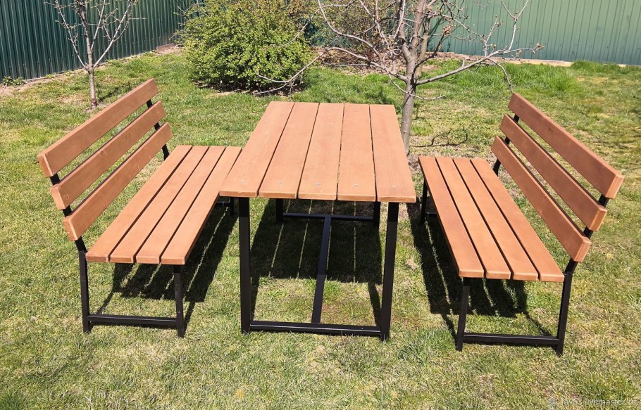 Комплект садовой мебели (стол+2 скамейки) пластик HDPE