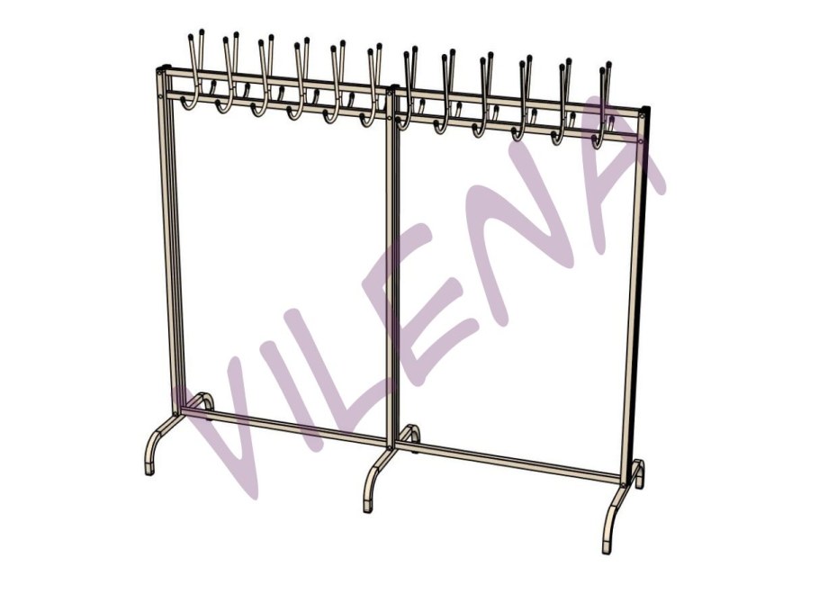 Вешалка гардеробная (l-1500х450х1900)– 14 крючков
