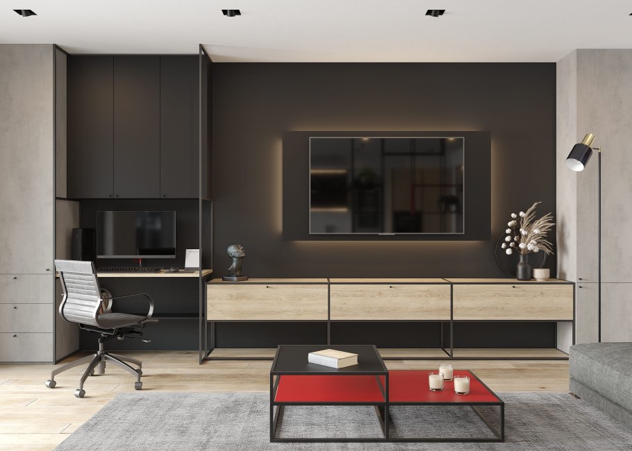 Стенка в гостиную с компьютерным столом