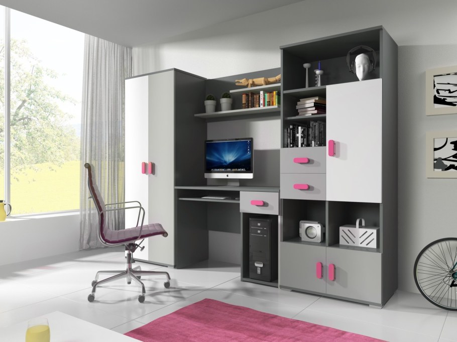 Гостиная с письменным столом в современном стиле