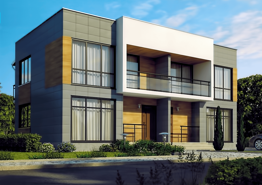 Дуплекс 12на12 с плоской крышей