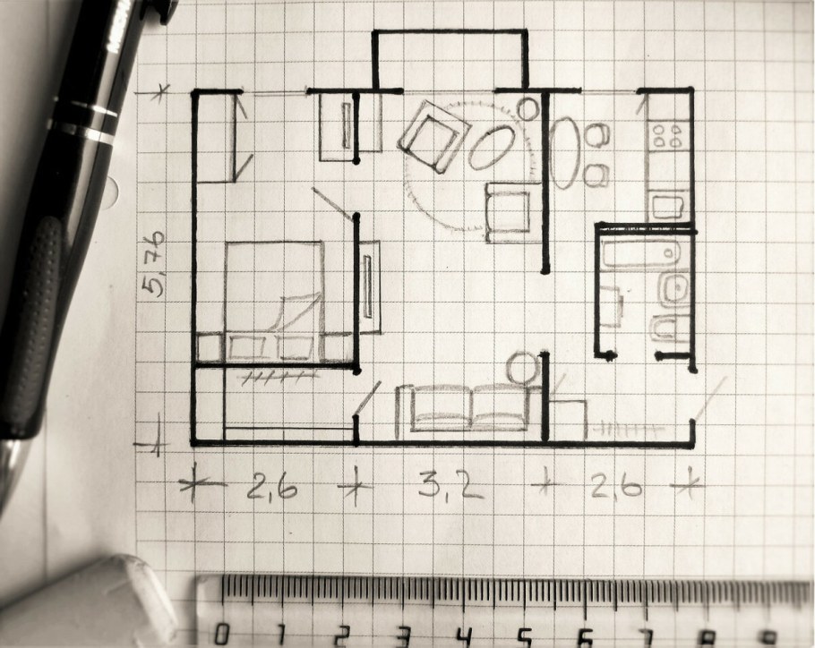 Проект квартиры студии чертеж