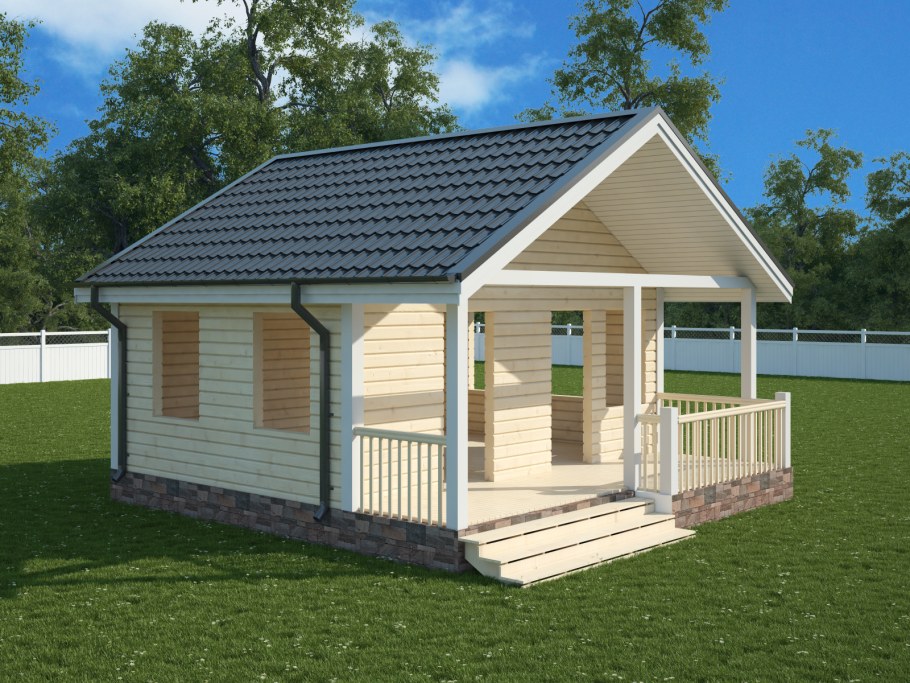 Дачный домик 6х6 одноэтажный каркасный