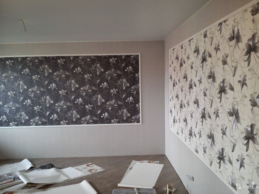 Поклейка обоев двух видов