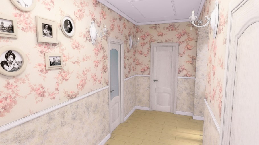 Стена оклеенная обоями