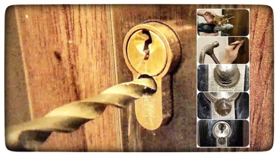 Высверливаем личинку замка двери
