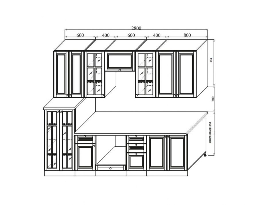 Чертёж кухни угловой 2.90