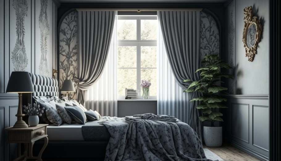 Серые шторы в интерьере
