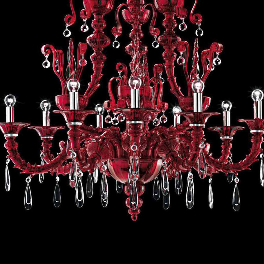 Handblown Glass loop Chandelier after barovier & Toso