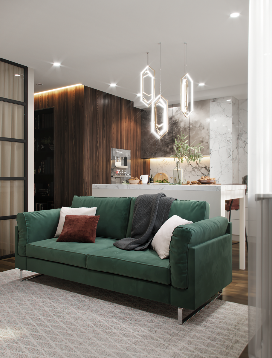 Гостиная в изумрудных тонах