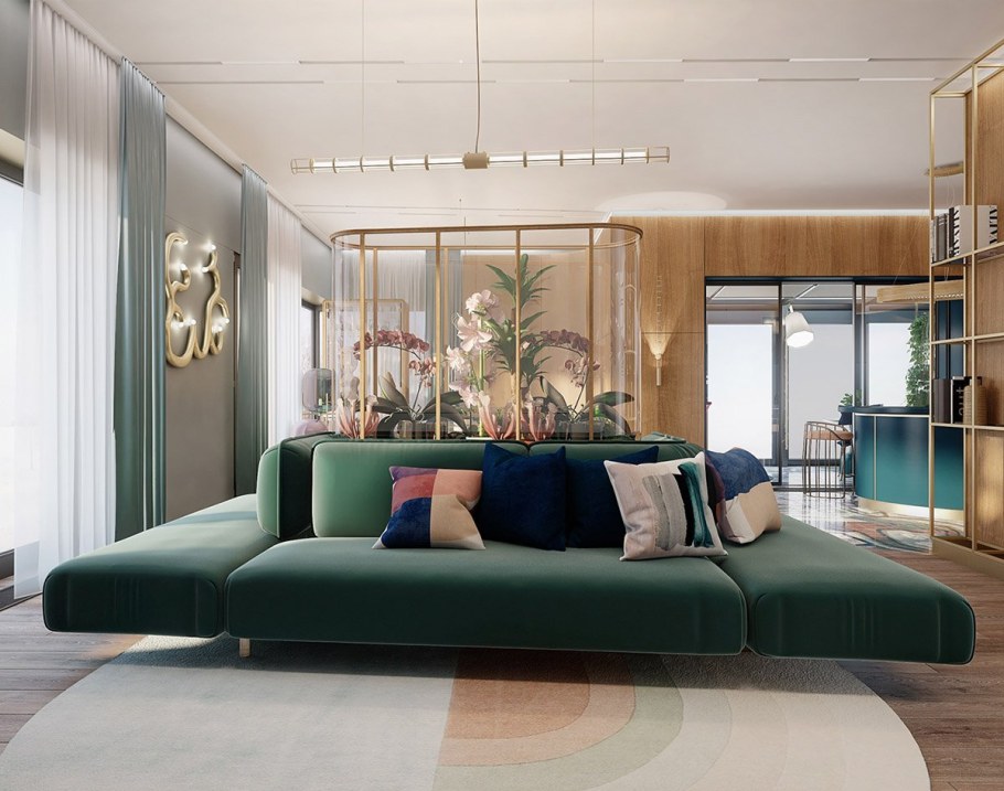 Диван Cubus sk Design зеленый изумрудный