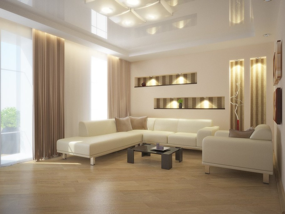 Натяжные потолки в интерьере