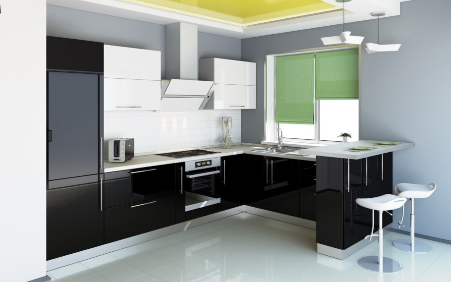 Угловая кухня МДФ пластик