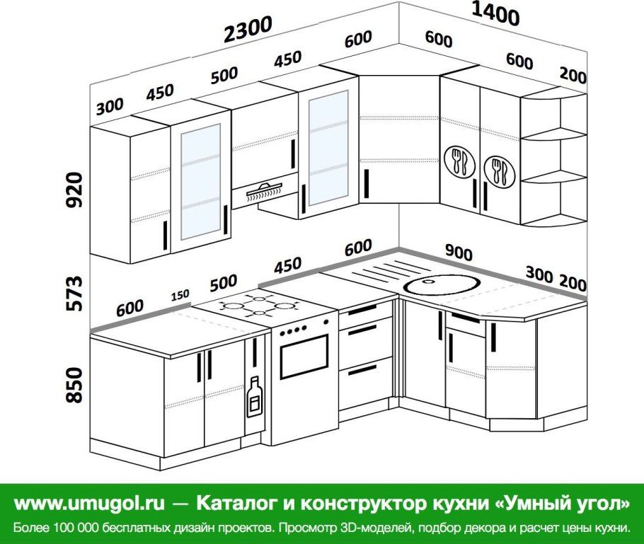 Эскиз кухни угловой