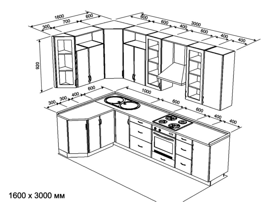 Кухня 2300 угловая на 1300 угловая