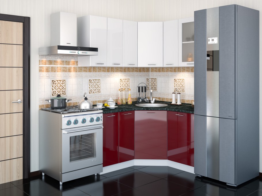 Кухня угловая маленькая с холодильником 5м2