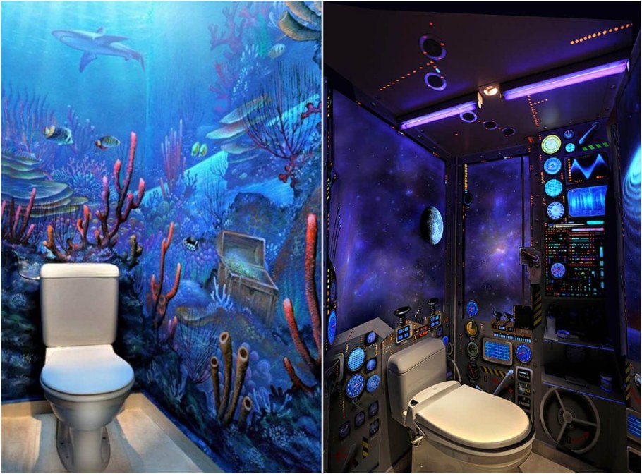 Необычная отделка туалета