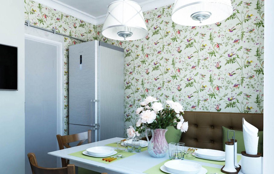 Комбинированные обои для кухни