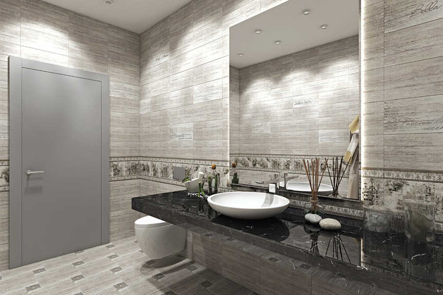 Плитка настенная граффито 20*45 серая