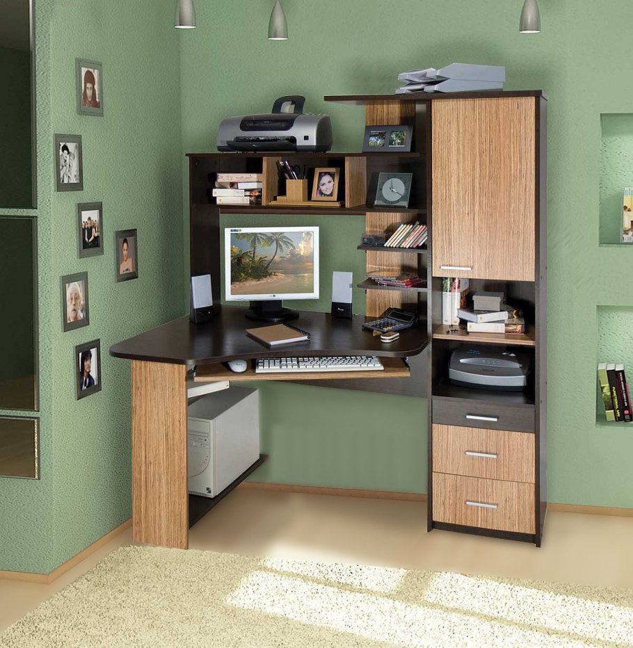 Стеллаж над столом письменным